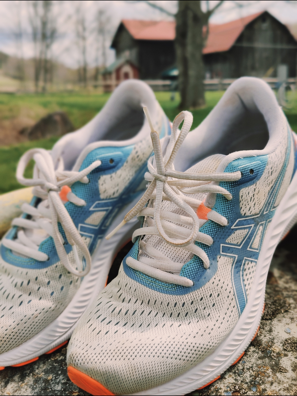 Asics White, Light Blue & Orange Women's Running Sneakers
